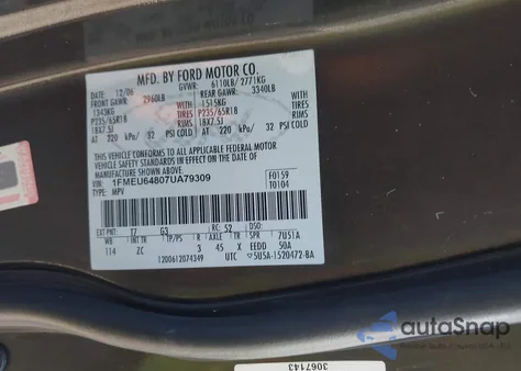 2007 Ford Explorer Eddie Bauer z USA, uszkodzony, nr VIN 1FMEU64807UA79309